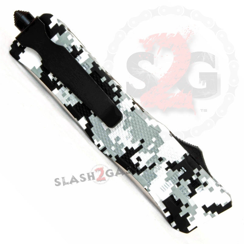 Winter Camo Dual Action OTF Automatic Knife - Double Edge Serrated Knife-OTF - Tophatter Daily Deals