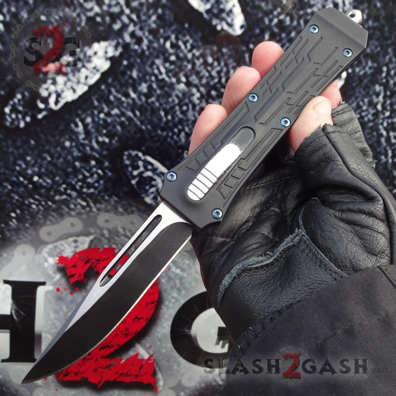 Delta Force OTF Crypt Keeper v2 D/A Automatic Knife - Single Edge Plain Drop Point Plain Knife-OTF - Tophatter Daily Deals