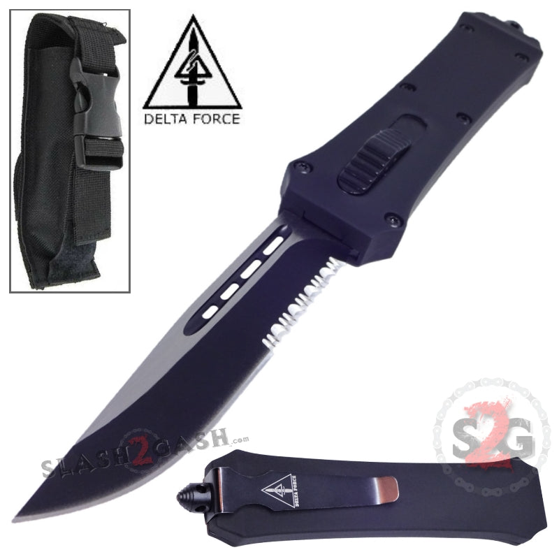 S2G Tactical OTF Crypt Keeper D/A Automatic Knife - Drop Plain Single Edge Serrated Knife-OTF - Tophatter Daily Deals