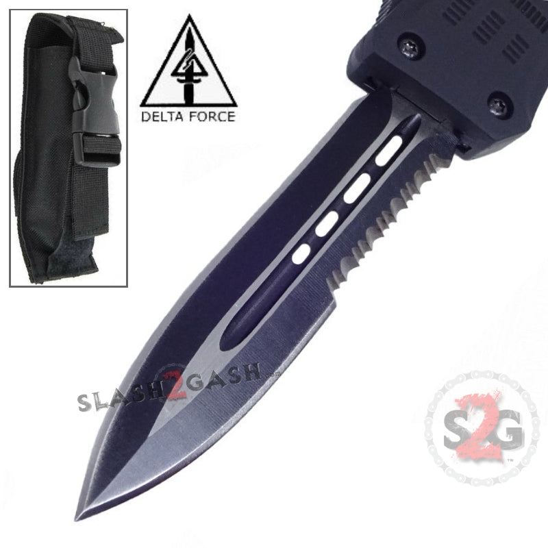 S2G Tactical Commando D/A OTF Automatic Knife Black - Dagger Serrated Knife-OTF - Tophatter Daily Deals