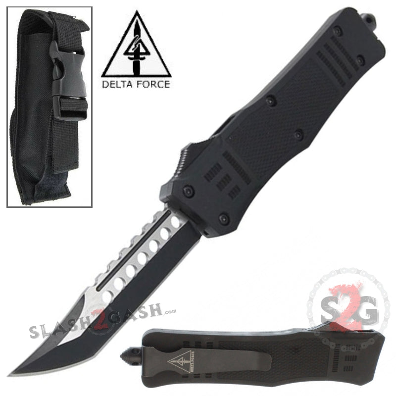 Delta Force Commando D/A OTF Automatic Knife Black - Tanto Xtreme Tanto Xtreme Plain Edge Knife-OTF - Tophatter Daily Deals