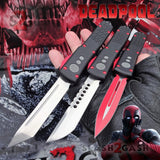 Deadpool OTF Knife Delta Force Automatic Black and Red Switchblade CNC Knife-OTF - Tophatter Daily Deals