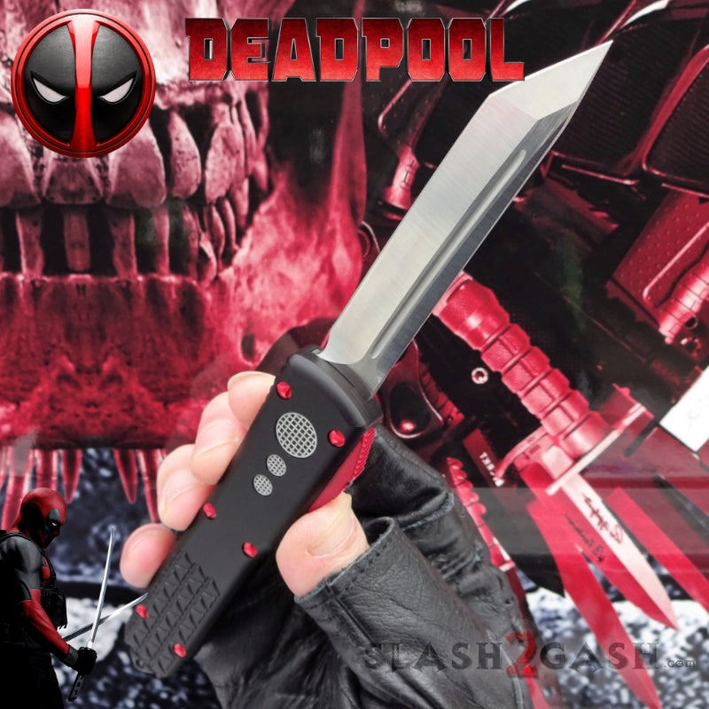 Deadpool OTF Knife Delta Force Automatic Black and Red Switchblade CNC Knife-OTF - Tophatter Daily Deals