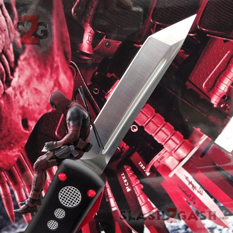 Deadpool OTF Knife Delta Force Automatic Black and Red Switchblade CNC Tanto Knife-OTF - Tophatter Daily Deals