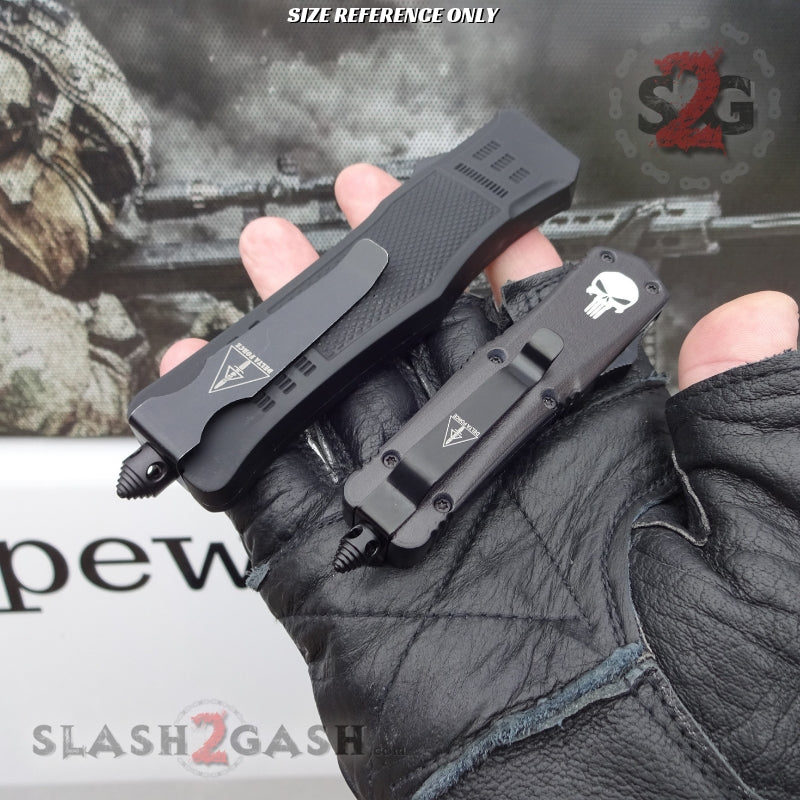 Delta Force Punisher Skull 7" Small OTF Automatic Knife - Double Edge Plain Knife-OTF - Tophatter Daily Deals