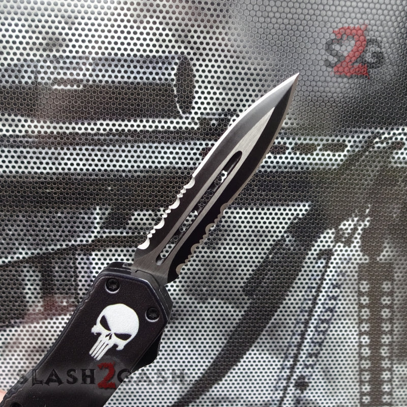 Delta Force Punisher Skull 7" Small OTF Automatic Knife - Double Edge Plain Knife-OTF - Tophatter Daily Deals