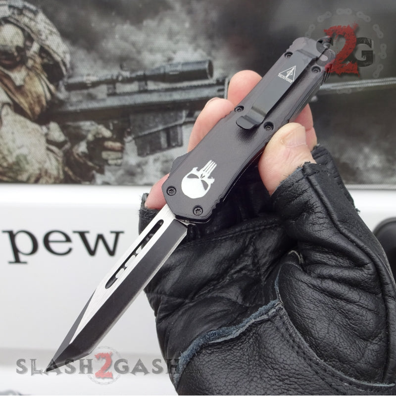 S2G Tactical Punisher Skull 7" Small OTF Automatic Knife - Asst. Tanto Plain Knife-OTF - Tophatter Daily Deals