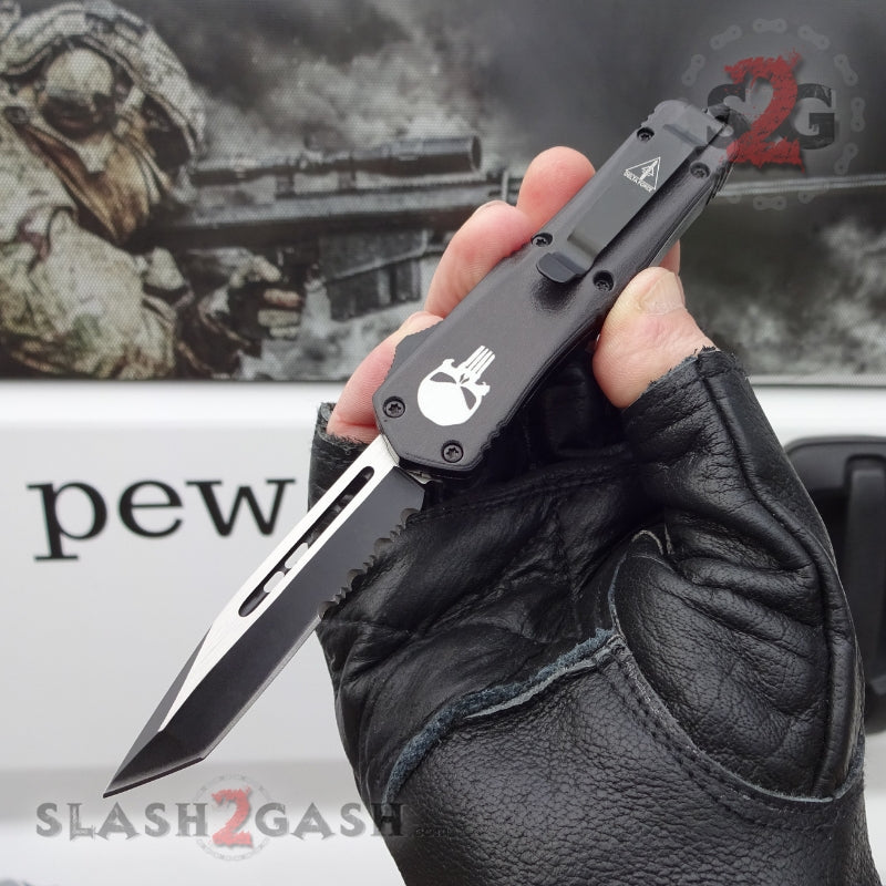 S2G Tactical Punisher Skull 7" Small OTF Automatic Knife - Asst. Tanto Serrated Knife-OTF - Tophatter Daily Deals