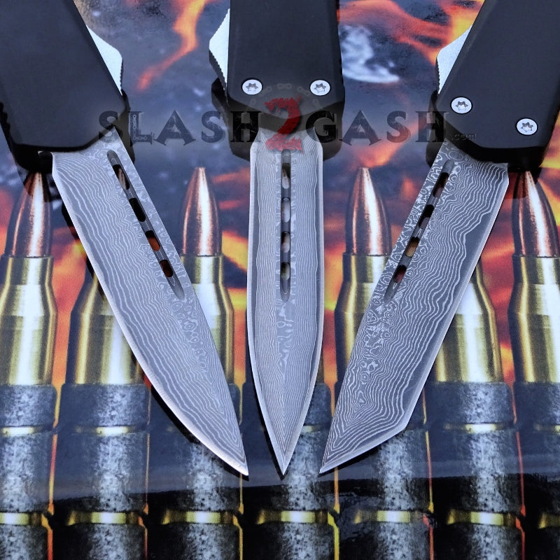 S2G Tactical OTF Recon D/A Black Automatic Knife - REAL Layered Damascus Knife-OTF - Tophatter Daily Deals