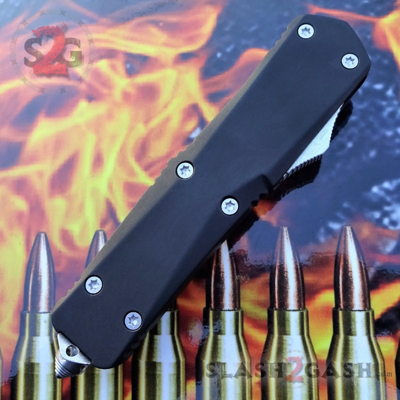 S2G Tactical OTF Recon D/A Black Automatic Knife - Damascus Tanto Plain Knife-OTF - Tophatter Daily Deals