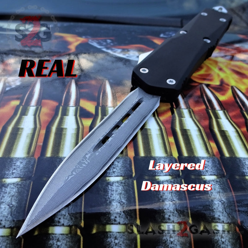 S2G Tactical OTF Recon D/A Black Automatic Knife - Damascus Double Edge Knife-OTF - Tophatter Daily Deals