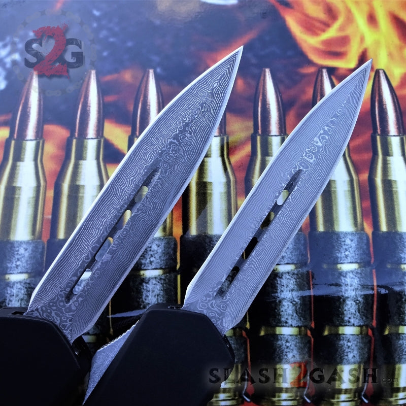 S2G Tactical OTF Recon D/A Black Automatic Knife - Damascus Double Edge Knife-OTF - Tophatter Daily Deals