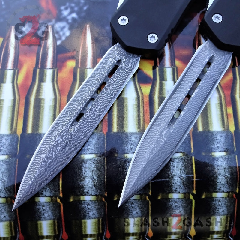 S2G Tactical OTF Recon D/A Black Automatic Knife - Damascus Double Edge Knife-OTF - Tophatter Daily Deals