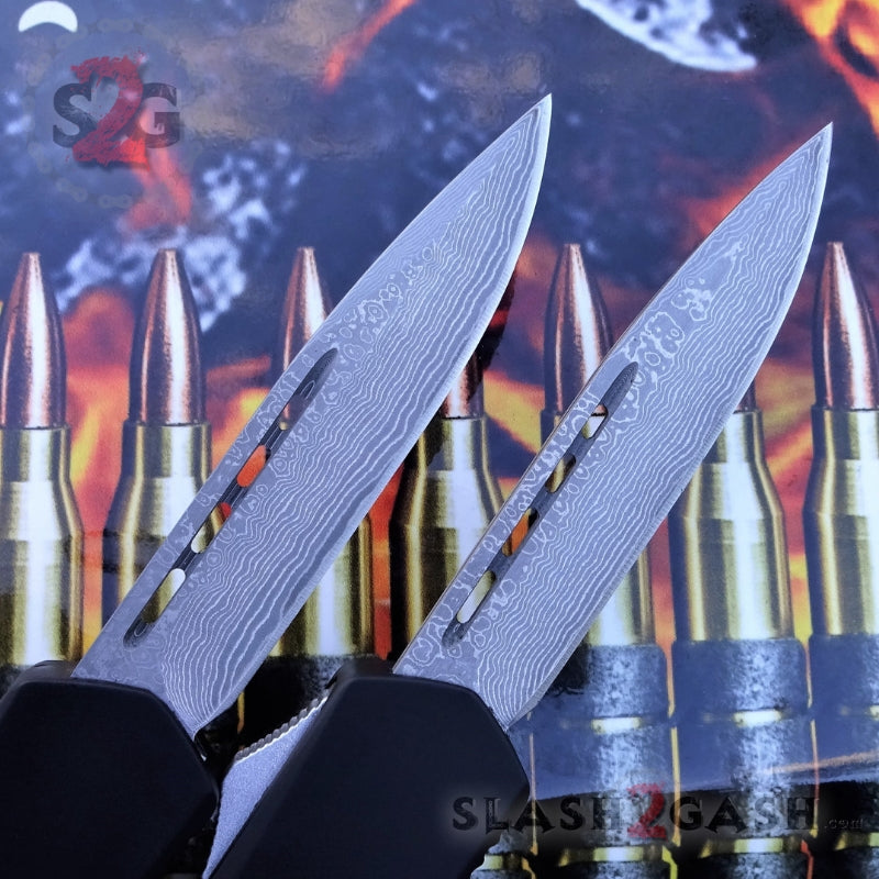 S2G Tactical OTF Recon D/A Black Automatic Knife - REAL Layered Damascus Knife-OTF - Tophatter Daily Deals