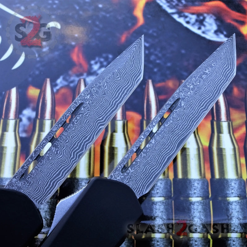 S2G Tactical OTF Recon D/A Black Automatic Knife - REAL Layered Damascus Knife-OTF - Tophatter Daily Deals