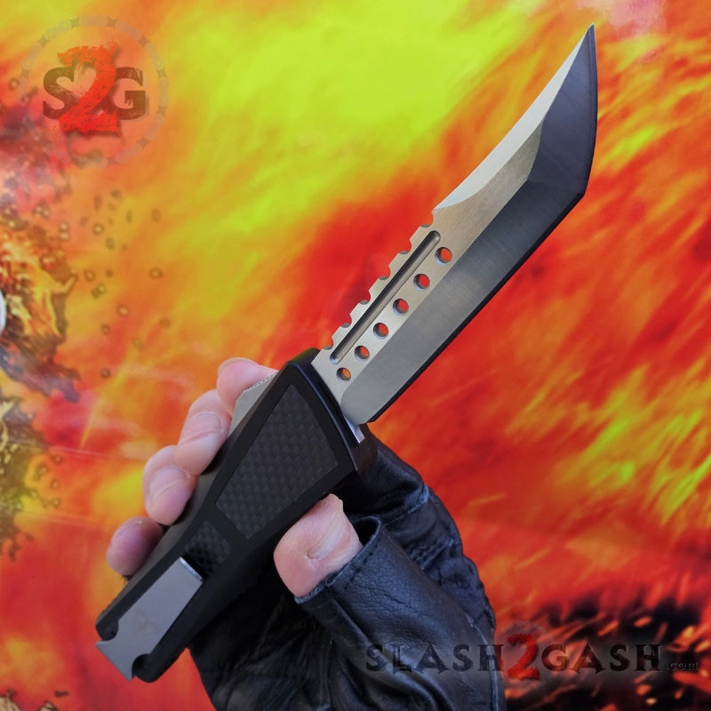 Dark Knight VG-10 OTF Knife Carbon Fiber Blue Screws - Tanto Extreme Knife-OTF - Tophatter Daily Deals