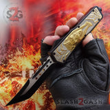 S2G Tactical Lycan OTF Automatic Knife D/A Tanto Xtreme - Rainbow Wolf Golden Knife-OTF - Tophatter Daily Deals