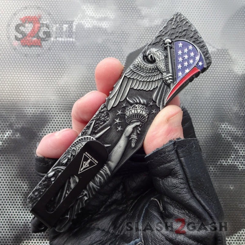 USA Liberty OTF Knife Flag and Eagle Red White & Blue - Tanto Xtreme Knife-OTF - Tophatter Daily Deals