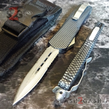 Carbon Fiber OTF Knife D/A Switchblade REAL Damascus - 6 Blades Knife-OTF - Tophatter Daily Deals