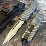 Carbon Fiber OTF Knife D/A Switchblade REAL Damascus - 6 Blades Knife-OTF - Tophatter Daily Deals