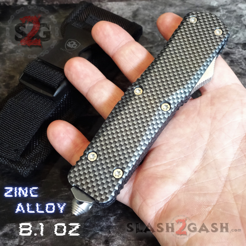 Carbon Fiber OTF Knife D/A Switchblade REAL Damascus - 6 Blades Knife-OTF - Tophatter Daily Deals