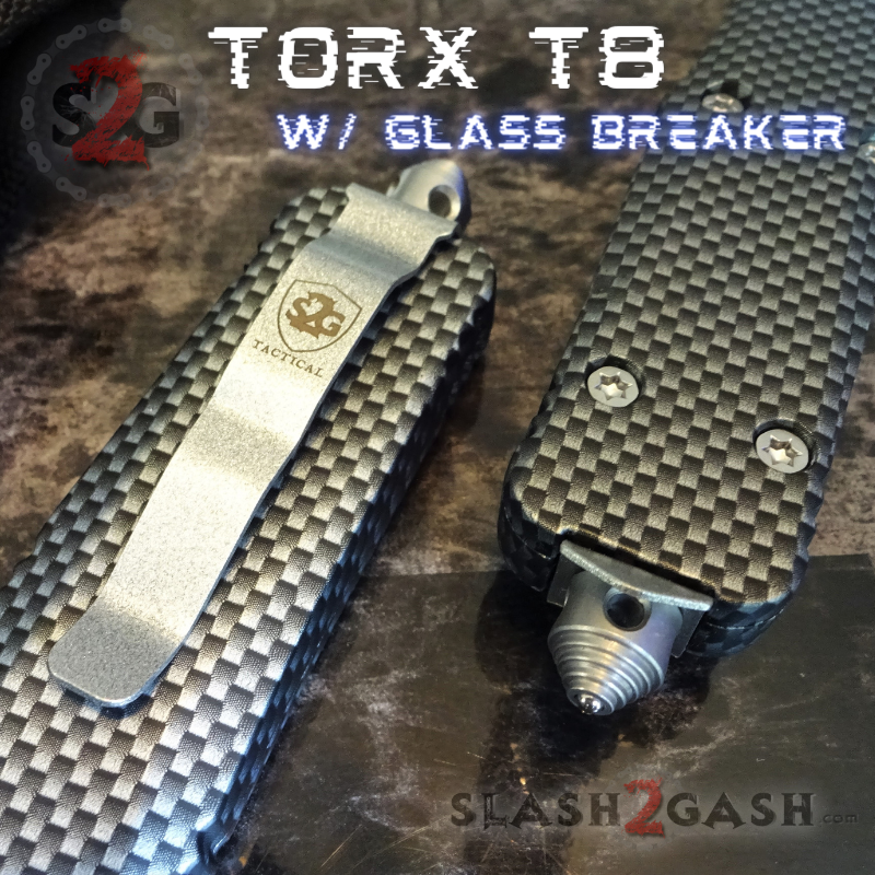 Carbon Fiber OTF Knife D/A Switchblade REAL Damascus - Dagger Plain Knife-OTF - Tophatter Daily Deals