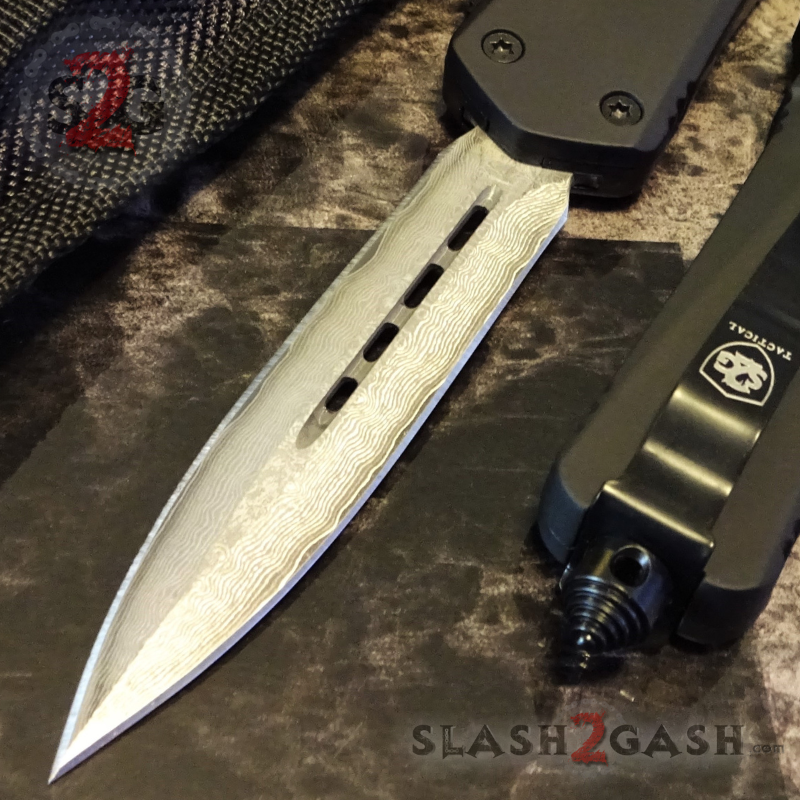 S2G Tactical OTF Recon D/A Black Automatic Knife - Damascus Double Edge Knife-OTF - Tophatter Daily Deals