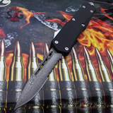 S2G Tactical Recon OTF Knife w/ REAL Damascus Switchblade - Drop Ser Silver Hardware Knife-OTF - Tophatter Daily Deals