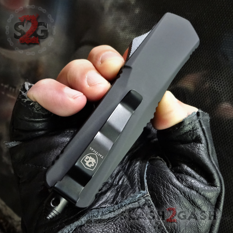 S2G Tactical OTF Recon D/A Black Automatic Knife - Damascus Tanto Plain Knife-OTF - Tophatter Daily Deals