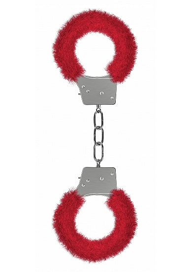 Ouch Beginner's Furry Handcuffs Red Cuffs - Tophatter Daily Deals