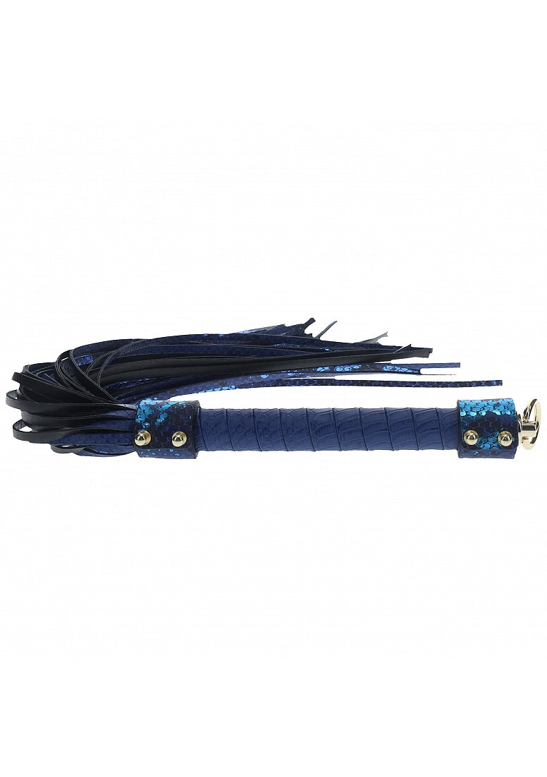 Ouch Florence Collection Flogger in Blue PU Leather with Iridescent Hardware > Bondage Gear > Whips & Floggers - Tophatter Daily Deals