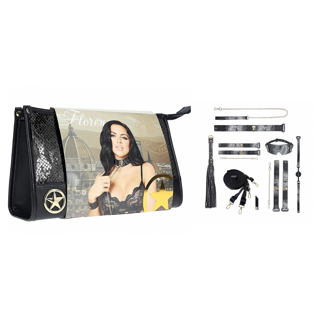 Ouch Florence Collection Kit with Bag Black Iridescent Hardware Bondage Set > Bondage Gear > Bondage Kits - Tophatter Daily Deals