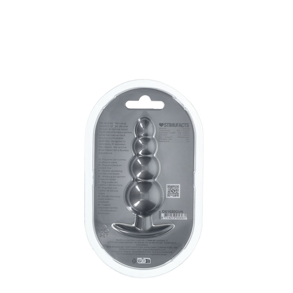 Ouch Beaded Anal Plug Gun Metal Grey 11.7 cm Silicone Butt Plug > Anal Range > Butt Plugs - Tophatter Daily Deals