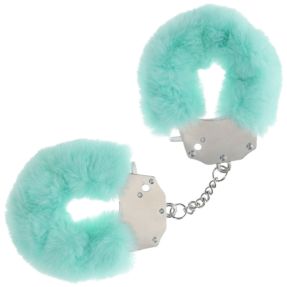 OUCH! Heavy-Duty Fluffy Cuffs - Powder Green - 24.2cm Restraints > Bondage Gear > Handcuffs - Tophatter Daily Deals