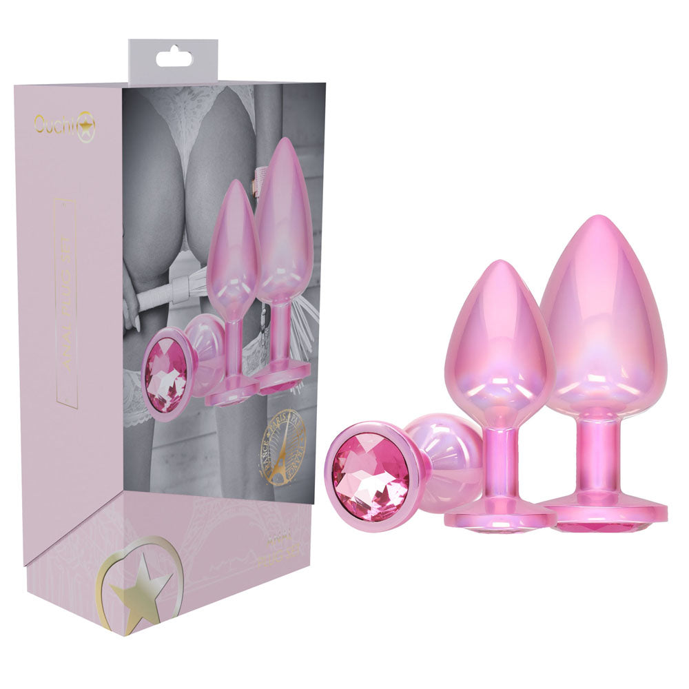 Ouch Paris Collection Metal Anal Plug Set Metallic Butt Plugs with Gem Bases Set of Three Sizes > Anal Range > Butt Plug Kits - Tophatter Daily Deals