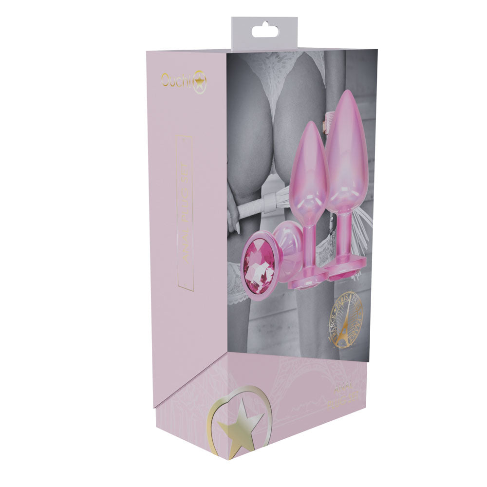 Ouch Paris Collection Metal Anal Plug Set Metallic Butt Plugs with Gem Bases Set of Three Sizes > Anal Range > Butt Plug Kits - Tophatter Daily Deals