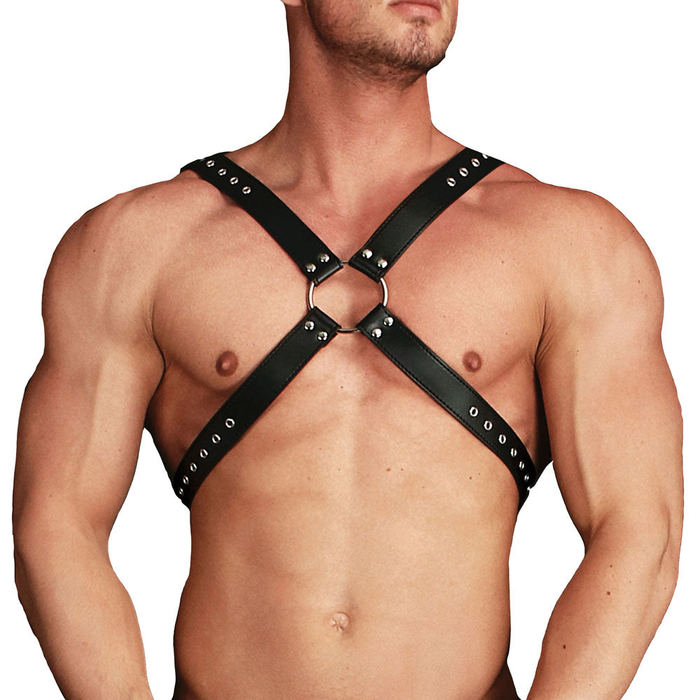 Ouch Adonis High Halter Harness – Bonded Leather Harness > Clothes > Mens Harnesses - Tophatter Daily Deals