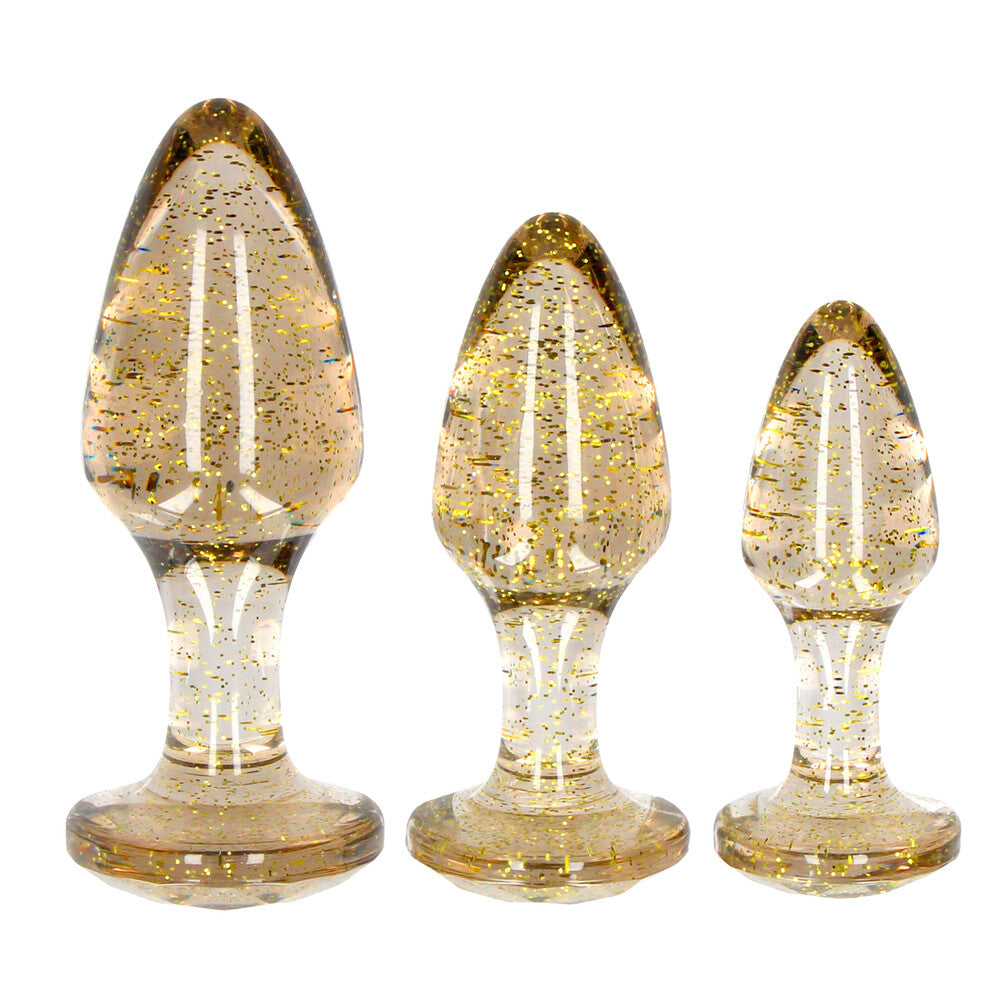 Ouch Golden Glitter Acrylic Butt Plug Set – Acrylic Butt Plugs > Anal Range > Butt Plug Kits - Tophatter Daily Deals