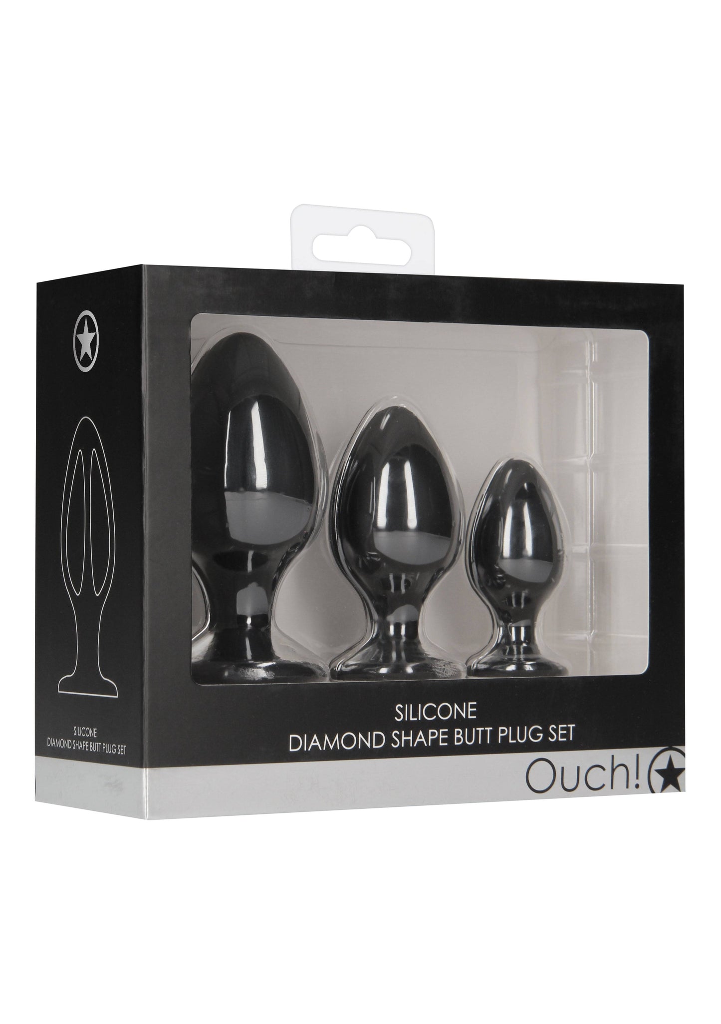 Ouch by Shots Toys - Diamond Shape Butt Plug Set - Black Sex Toy - Tophatter Daily Deals