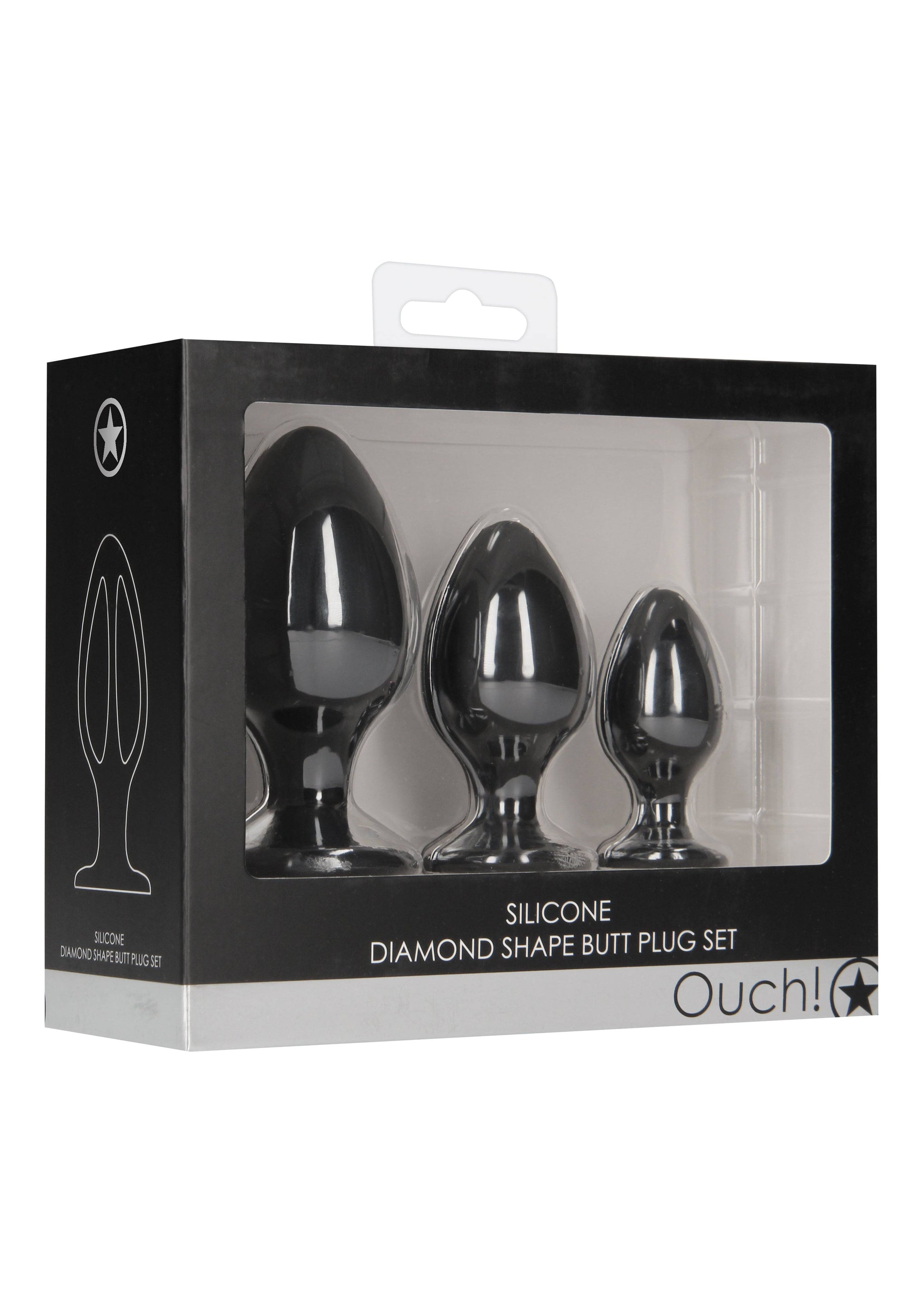 Ouch by Shots Toys - Diamond Shape Butt Plug Set - Black Sex Toy - Tophatter Daily Deals