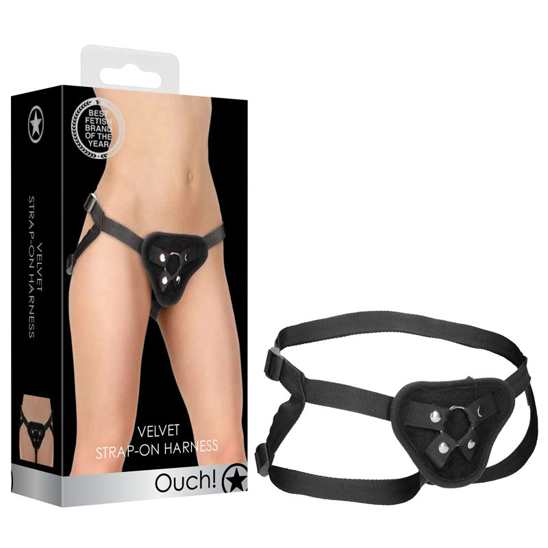 Ouch Velvet and Velcro Adjustable Harness with O-Ring – Strap-On Harness > Dildos > Strap On Harnesses - Tophatter Daily Deals