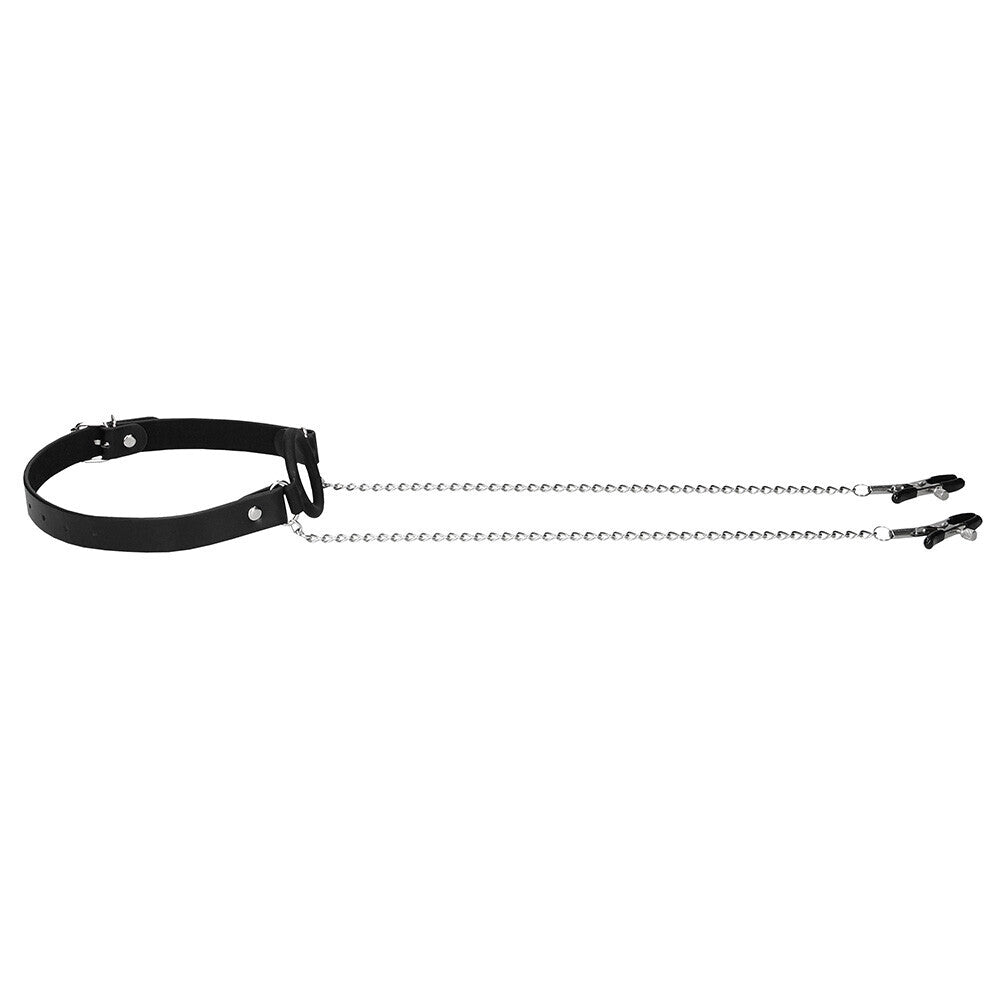 Ouch Ring Gag with Adjustable Nipple Clamps – Silicone BDSM Accessory > Bondage Gear > Gags and Bits - Tophatter Daily Deals