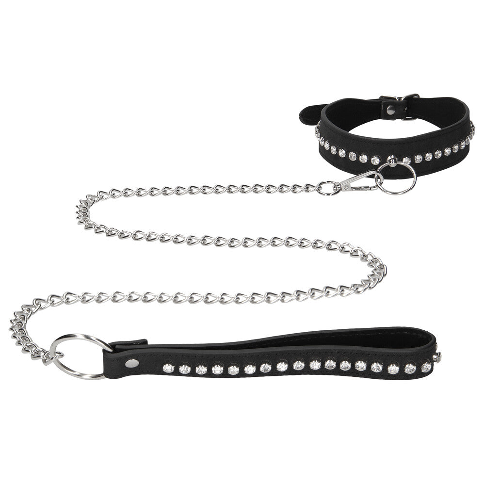 Ouch Diamond Studded Collar with Leash – Adjustable BDSM Collar Set > Bondage Gear > Collars & Leashes - Tophatter Daily Deals