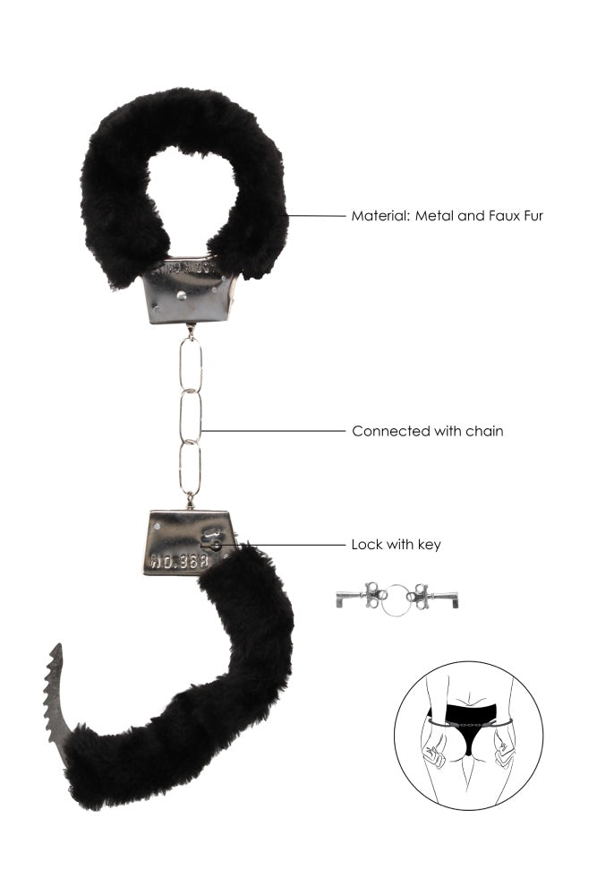 Ouch by Shots Toys - Black & White - Pleasure Handcuffs with Quick Release Button - Black BDSM - Tophatter Daily Deals