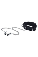 Ouch by Shots Toys - Black & White - Velcro Collar with Nipple Clamps - Black BDSM - Tophatter Daily Deals