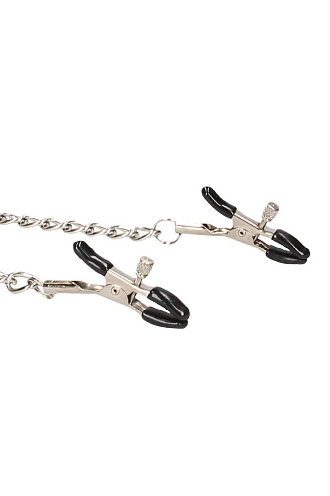 Ouch by Shots Toys - Black & White - Velcro Collar with Nipple Clamps - Black BDSM - Tophatter Daily Deals