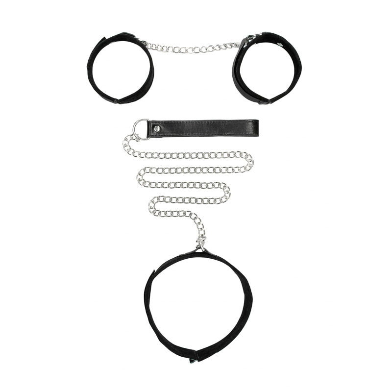 Ouch Velcro Collar With Leash And Hand Cuffs Restraints Set > Bondage Gear > Collars & Leashes - Tophatter Daily Deals