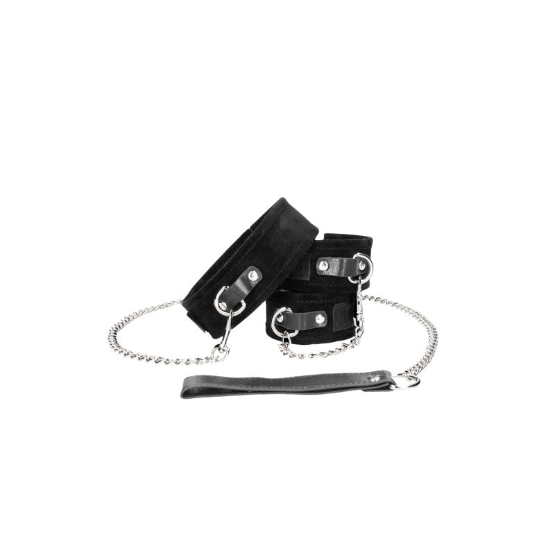 Ouch Velcro Collar With Leash And Hand Cuffs Restraints Set > Bondage Gear > Collars & Leashes - Tophatter Daily Deals