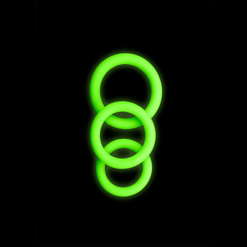 Ouch Glow in the Dark Cock Ring Set – Set of 3 Sizes Cock Rings > Cock Ring > Sets - Tophatter Daily Deals