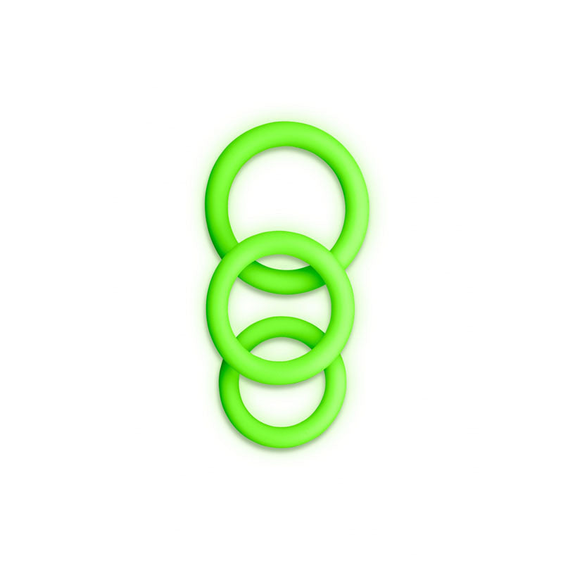 Ouch Glow in the Dark Cock Ring Set – Set of 3 Sizes Cock Rings > Cock Ring > Sets - Tophatter Daily Deals